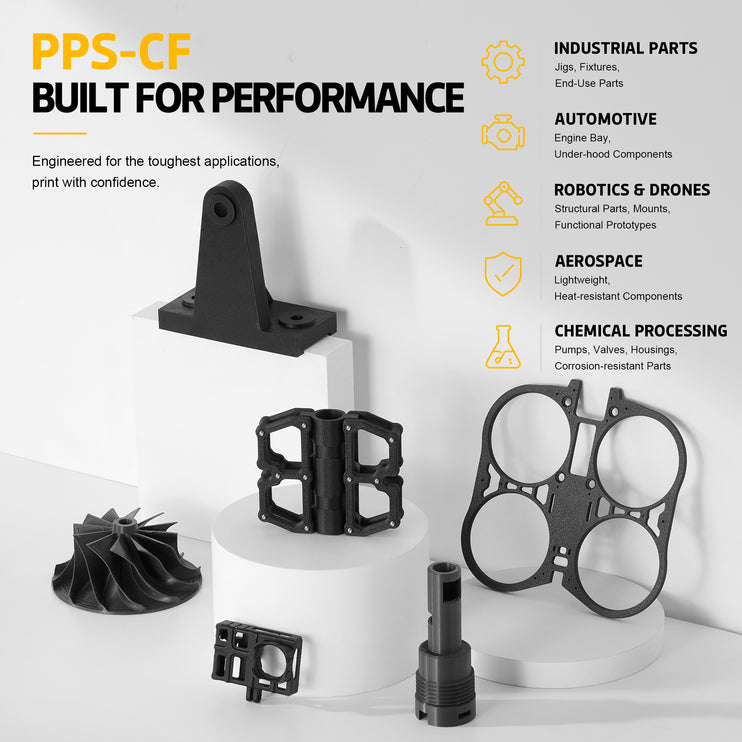 DUROZZLE PPS-CF Filament Black 1.75mm 0.75KG Polyphenylene Sulfide 10% Carbon filled PPS 3D filament has great heat resistance, stable dimension & high rigidity for precision molding
